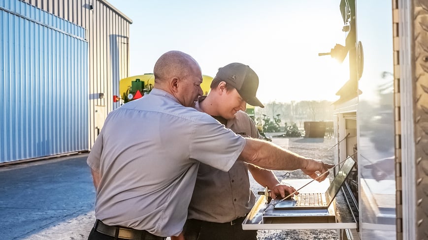 Chad Huelskamp Training New Technicians at Koenig Equipment 