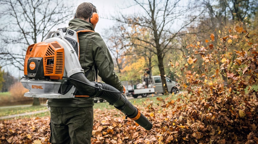 Leaf removal with Stihl products. 